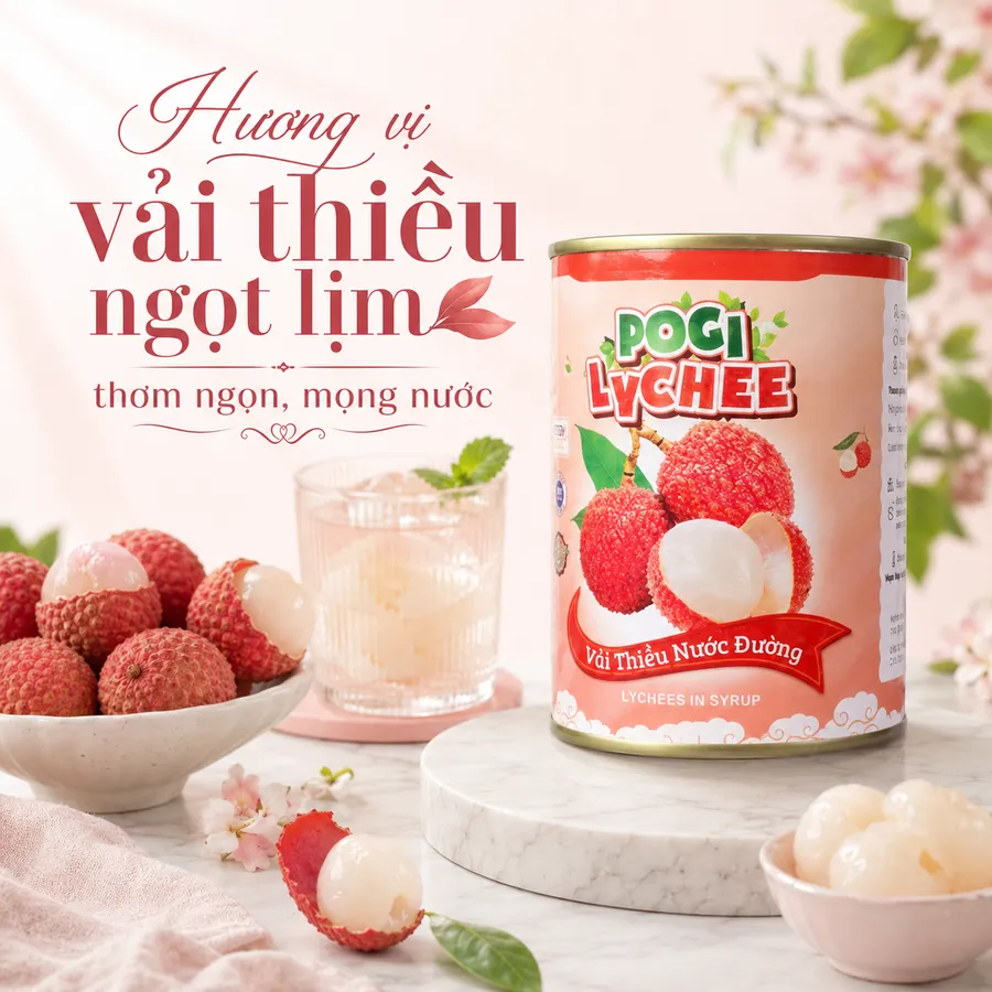 Vải ngâm Pogi
